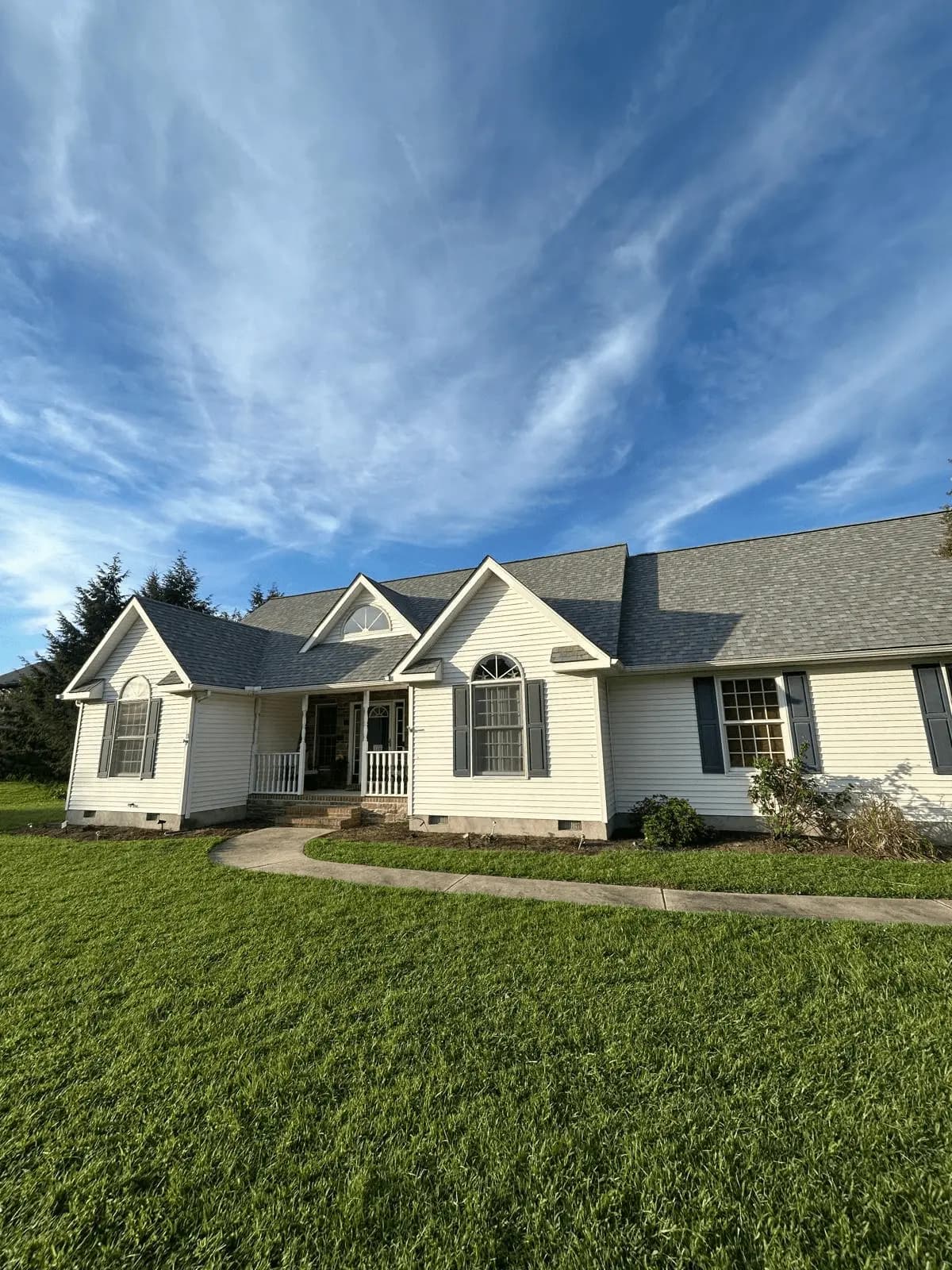 Completed home with a newly installed roof